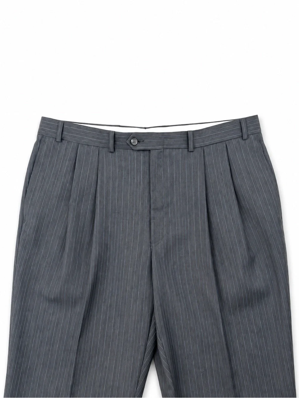 Ralph Lauren Mens 2 Pc Gray Pinstripe Wool Suit 42R 38W Pleated Cuffed Trousers